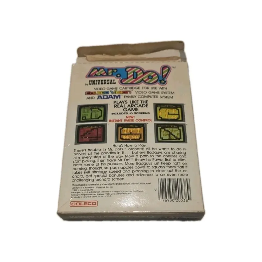 Mr Do! Colecovision Vintage Video Game Pack With Original Box Adams Computer